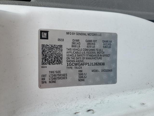 2018 CHEVROLET EXPRESS G2 1GCWGAFP1J1282838