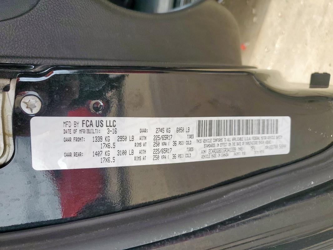 2016 DODGE GRAND CARA - 2C4RDGBG1GR341339