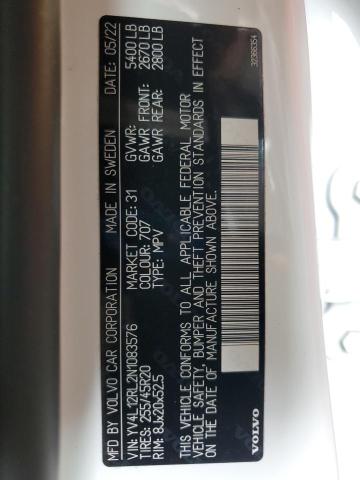 2022 VOLVO XC60 B5 IN YV4L12RL2N1083576