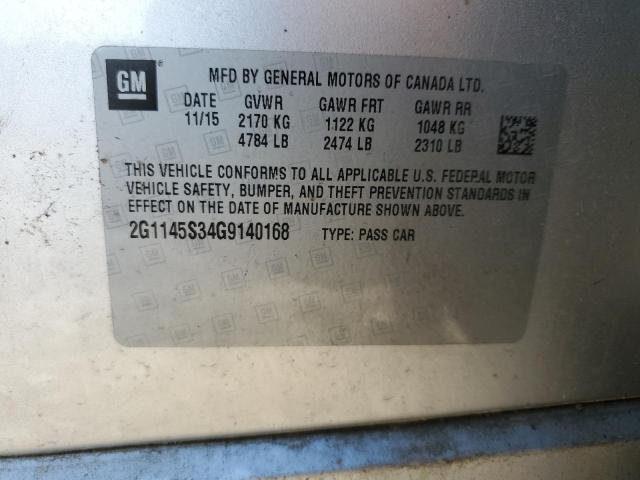 2016 CHEVROLET IMPALA LTZ 2G1145S34G9140168