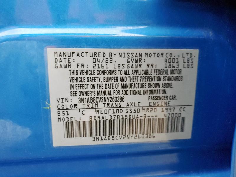 2022 NISSAN SENTRA SV - 3N1AB8CV2NY260386