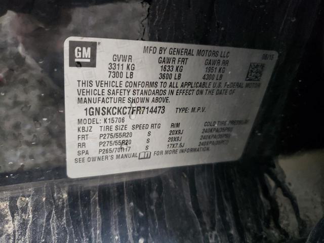 2015 CHEVROLET TAHOE K150 - 1GNSKCKC7FR714473