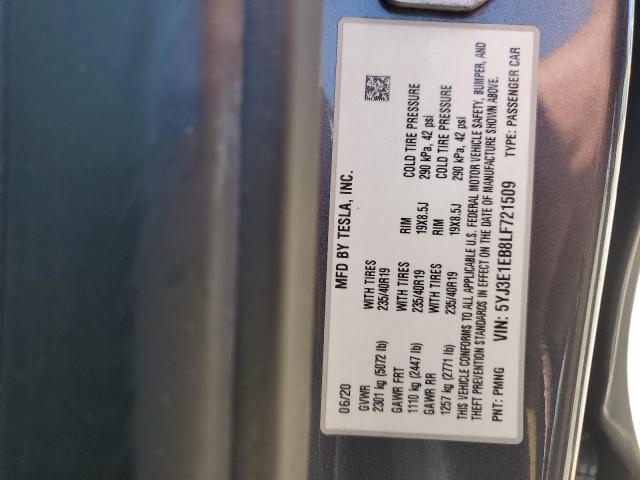 2020 TESLA MODEL 3 - 5YJ3E1EB8LF721509