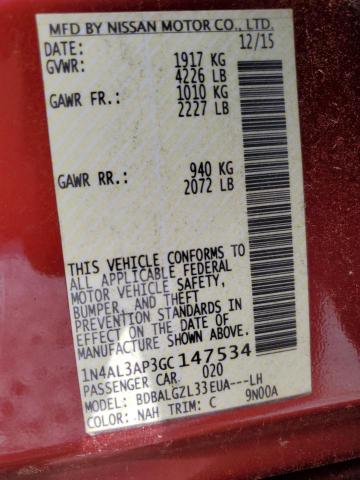 2016 NISSAN ALTIMA 2.5 - 1N4AL3AP3GC147534