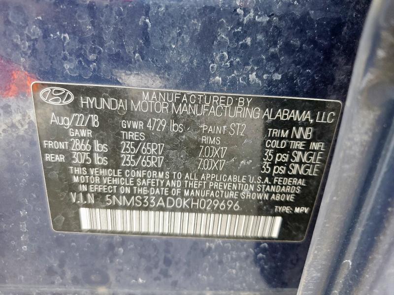 2019 HYUNDAI SANTA FE S - 5NMS33AD0KH029696