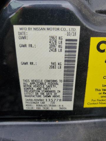 2019 NISSAN ALTIMA SV 1N4BL4DV8KC135778