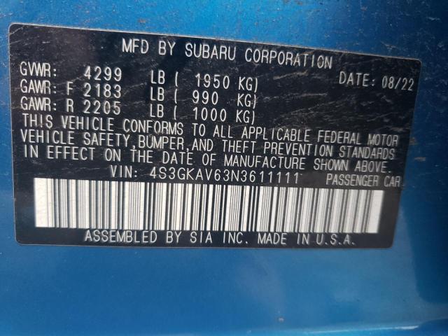 2022 SUBARU IMPREZA PR 4S3GKAV63N3611111