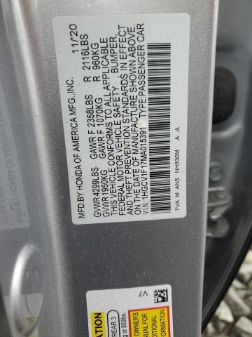 2021 HONDA ACCORD LX 1HGCV1F17MA015391