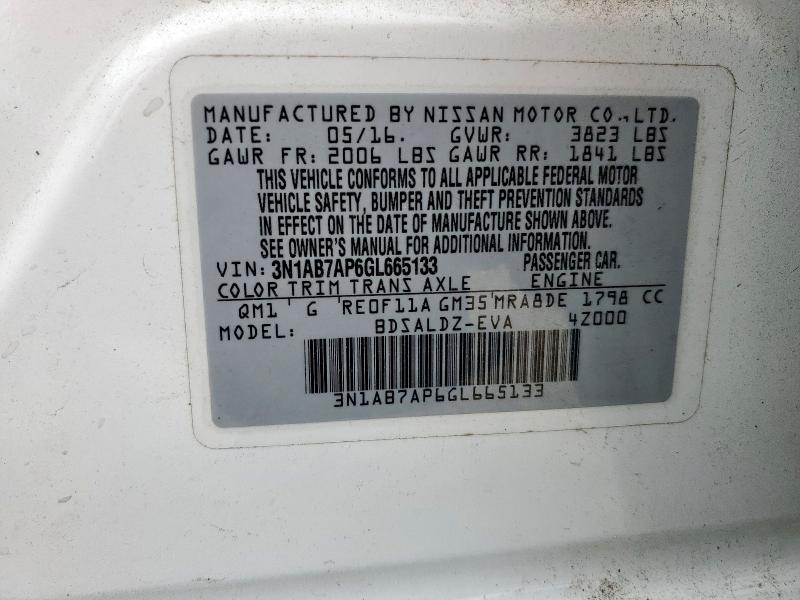 2016 NISSAN SENTRA S - 3N1AB7AP6GL665133