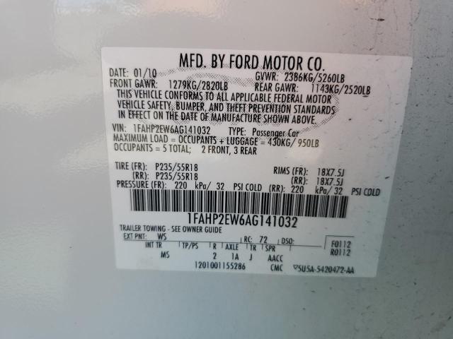 2010 FORD TAURUS SEL - 1FAHP2EW6AG141032
