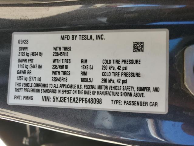 2023 TESLA MODEL 3 - 5YJ3E1EA2PF648098