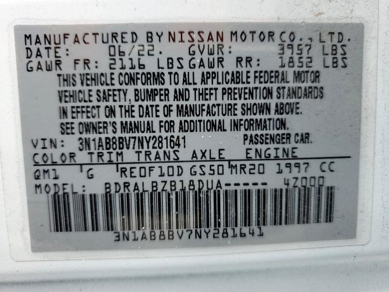 2022 NISSAN SENTRA S - 3N1AB8BV7NY281641