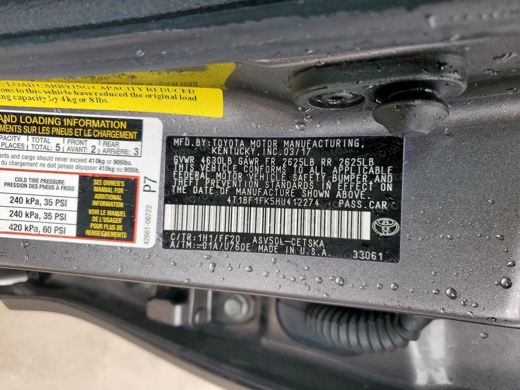 2017 TOYOTA CAMRY LE - 4T1BF1FK5HU412274