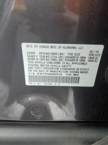 2019 HONDA PILOT EXL - 5FNYF5H59KB028124