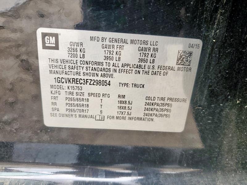 2015 CHEVROLET SILVERADO - 1GCVKREC3FZ298054