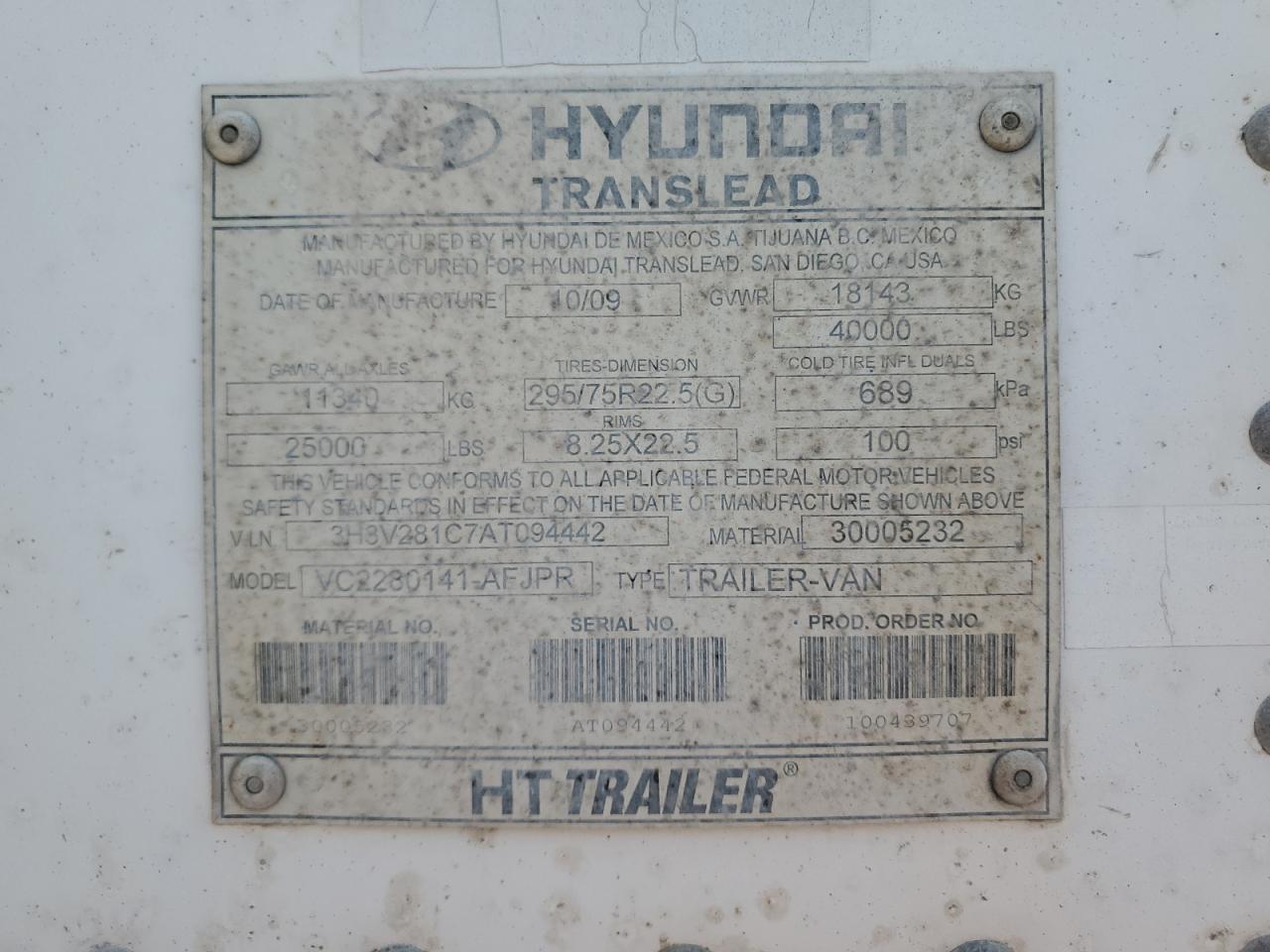 Lot #3203829798 2010 HYUNDAI UNKNOWN