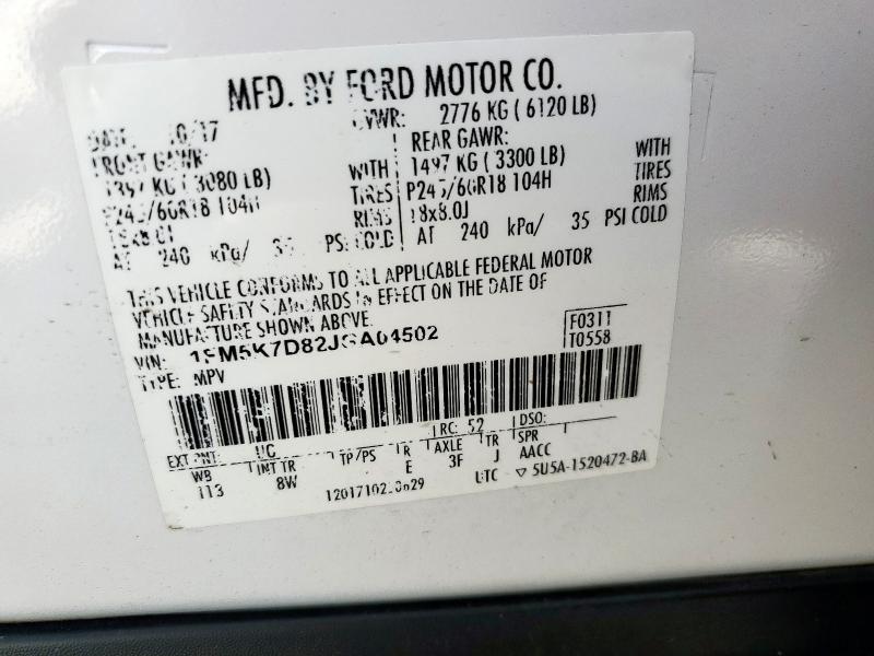 2018 FORD EXPLORER X - 1FM5K7D82JGA04502