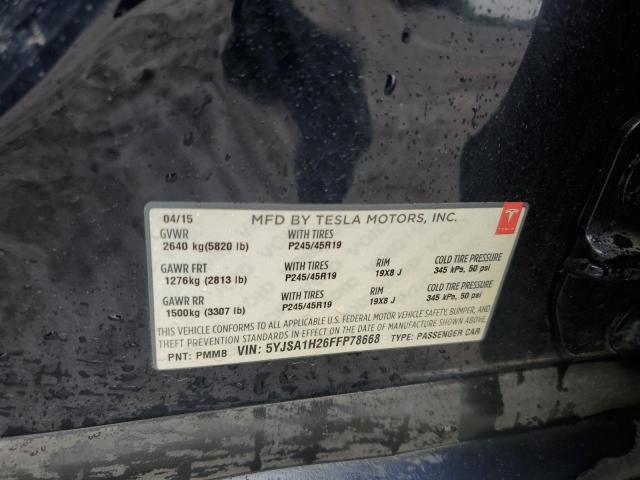 2015 TESLA MODEL S 85 5YJSA1H26FFP78668