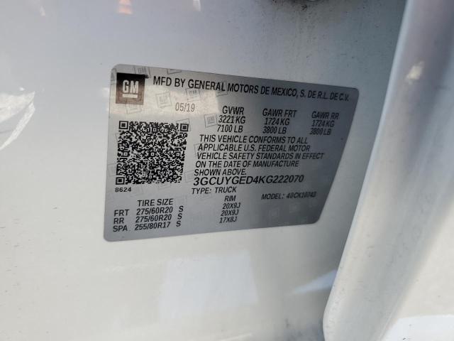 2019 CHEVROLET SILVERADO - 3GCUYGED4KG222070