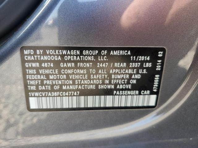 2015 VOLKSWAGEN PASSAT SEL - 1VWCV7A36FC047747