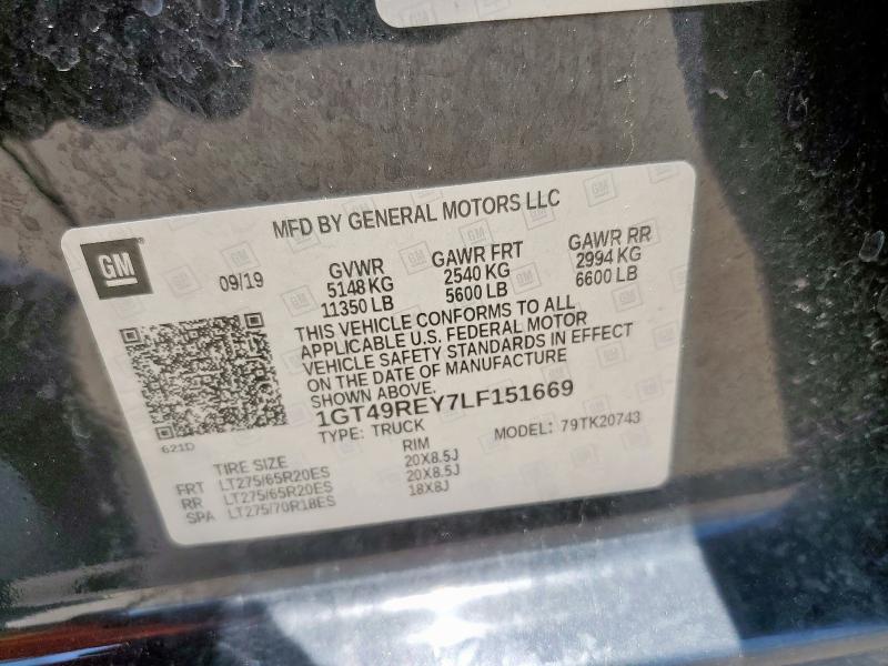 2020 GMC SIERRA K25 1GT49REY7LF151669