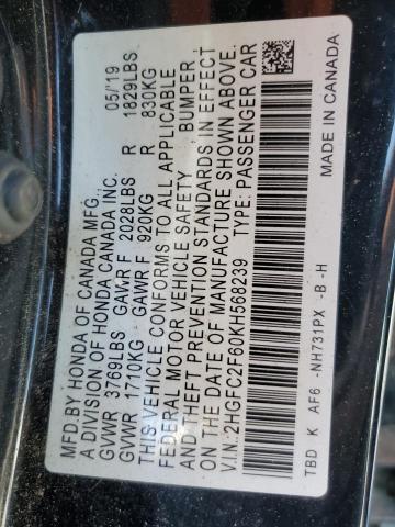 2019 HONDA CIVIC LX 2HGFC2F60KH568239
