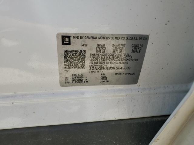 2019 CHEVROLET BLAZER PRE 3GNKBKRS3KS643089