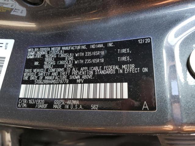 2021 TOYOTA HIGHLANDER - 5TDGZRBH4MS078778