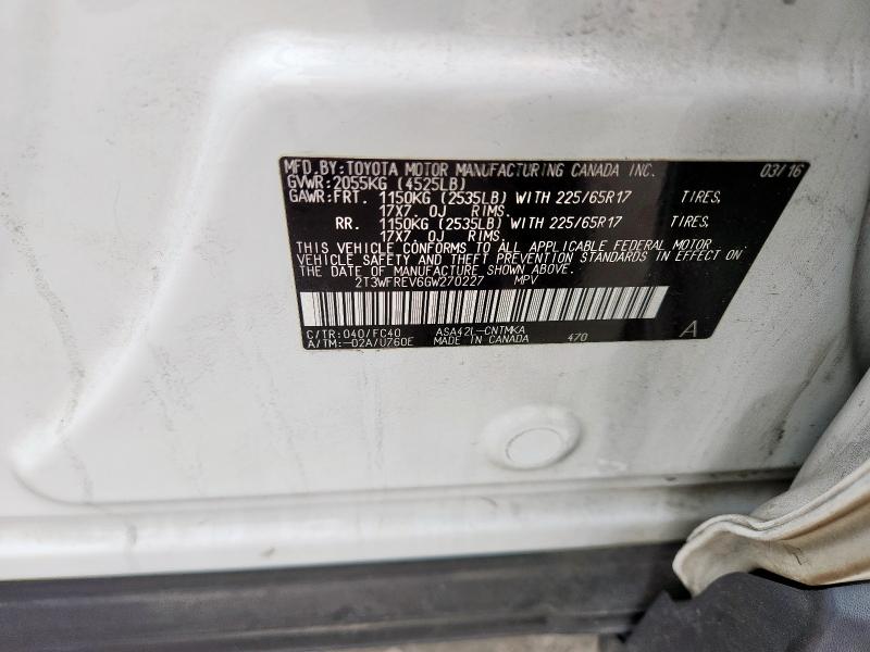 2016 TOYOTA RAV4 XLE - 2T3WFREV6GW270227