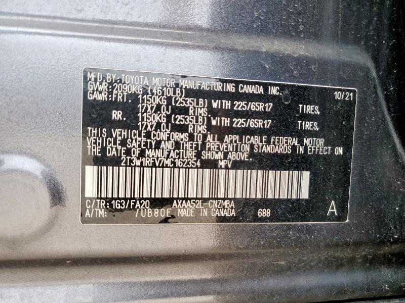 2021 TOYOTA RAV4 XLE - 2T3W1RFV7MC162354