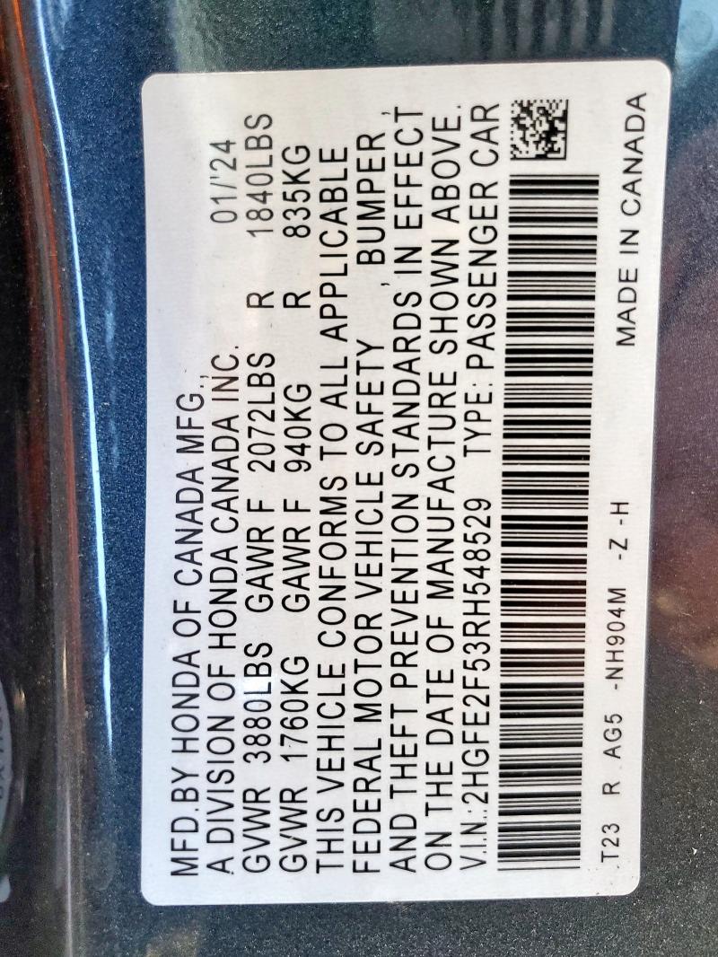 2024 HONDA CIVIC SPOR - 2HGFE2F53RH548529