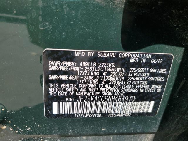 2022 SUBARU FORESTER JF2SKACC6NH464970