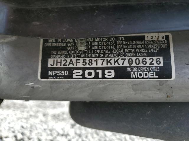2019 HONDA NPS50 JH2AF5817KK700626