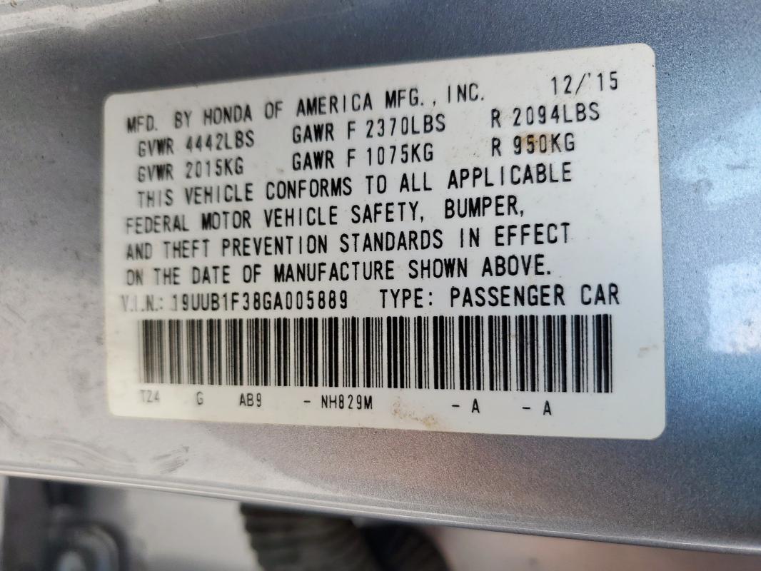 2016 ACURA TLX - 19UUB1F38GA005889
