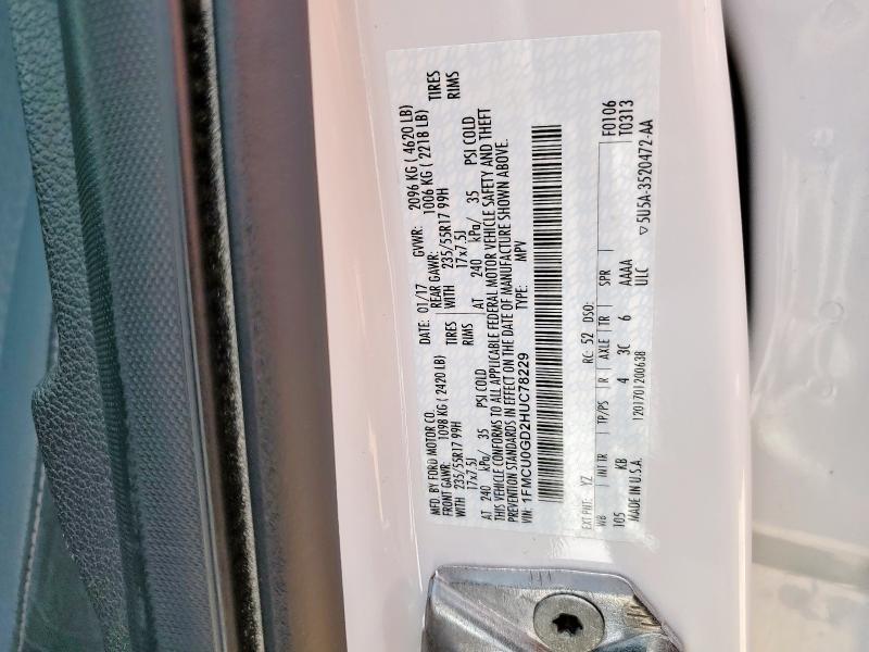2017 FORD ESCAPE SE - 1FMCU0GD2HUC78229
