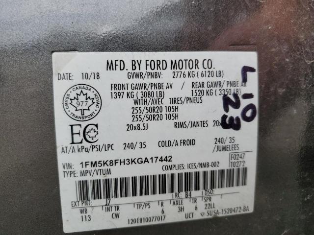 2019 FORD EXPLORER L 1FM5K8FH3KGA17442