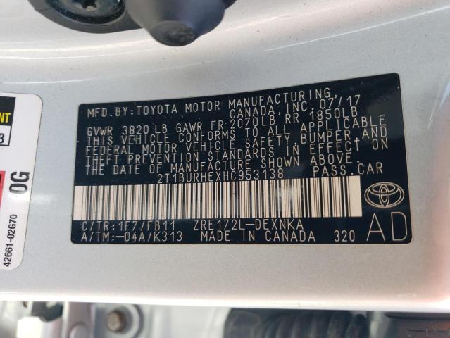 2017 TOYOTA COROLLA - 2T1BURHEXHC953138