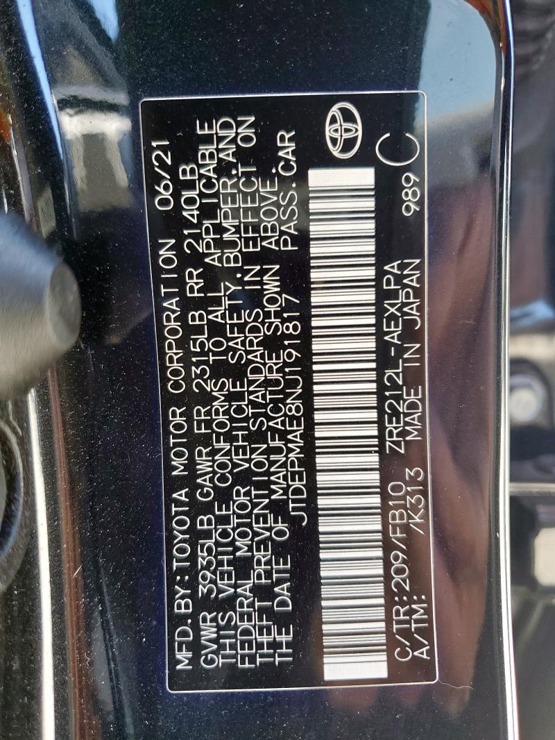 2022 TOYOTA COROLLA LE - JTDEPMAE8NJ191817