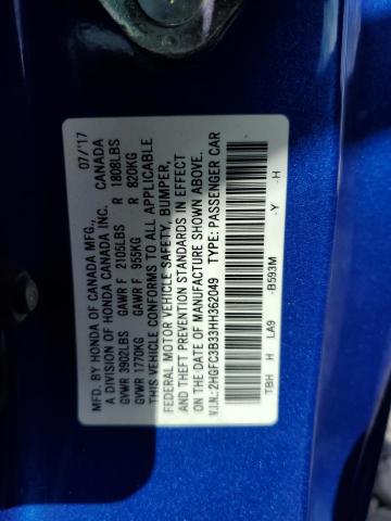 2017 HONDA CIVIC EX 2HGFC3B33HH362049