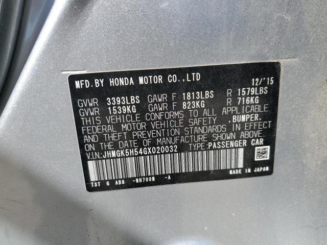 2016 HONDA FIT LX JHMGK5H54GX020032
