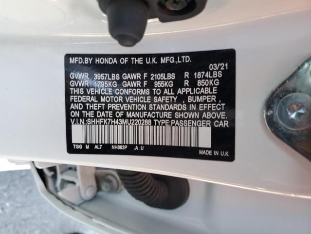 2021 HONDA CIVIC SPOR - SHHFK7H43MU220288