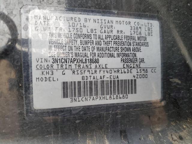 2017 NISSAN VERSA S - 3N1CN7APXHL818680