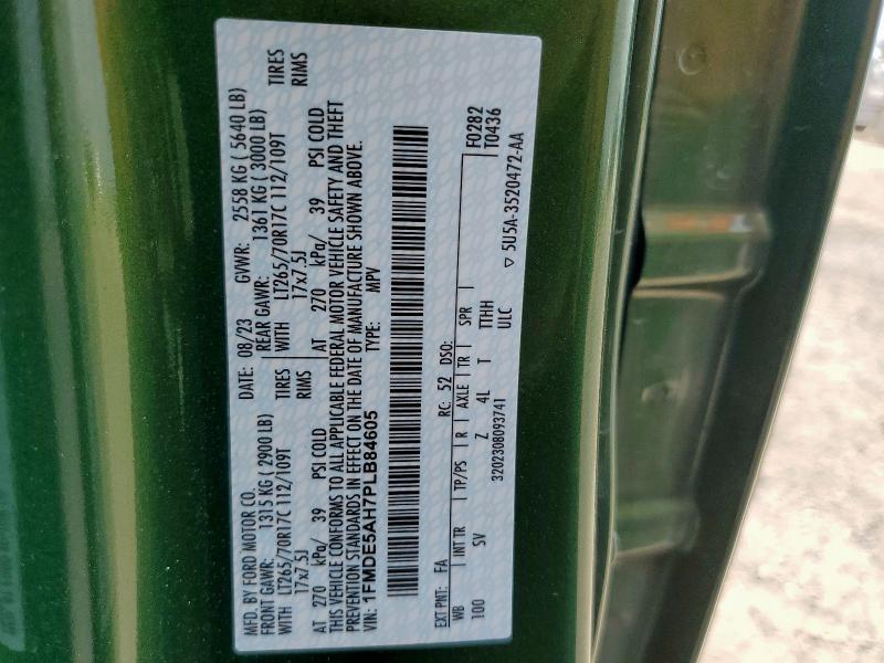 2023 FORD BRONCO BAS 1FMDE5AH7PLB84605