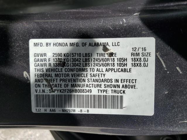 2017 HONDA RIDGELINE - 5FPYK2F26HB008349