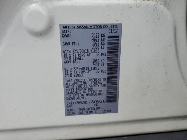 2017 NISSAN ROGUE SV - 5N1AT2MV2HC780926