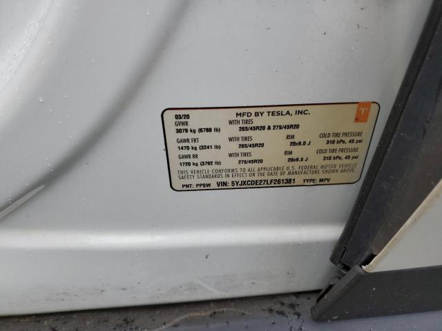 2020 TESLA MODEL X 5YJXCDE27LF261381