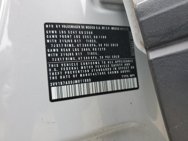2018 VOLKSWAGEN TIGUAN S 3VV1B7AX0JM011888