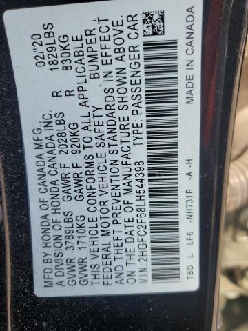 2020 HONDA CIVIC LX 2HGFC2F68LH544398