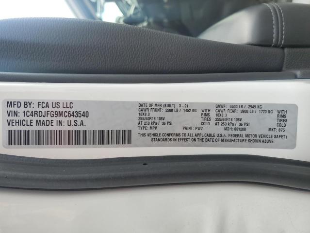 2021 DODGE DURANGO PU 1C4RDJFG9MC643540