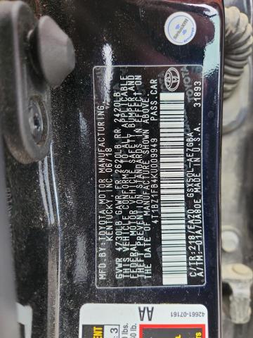 2019 TOYOTA AVALON XLE - 4T1BZ1FB4KU009949